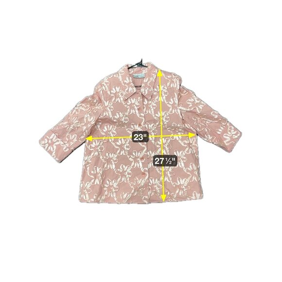 Simonton Says Button Front Blazer Jacket Pink Sz XL Satin Floral Feminine - Picture 7 of 10